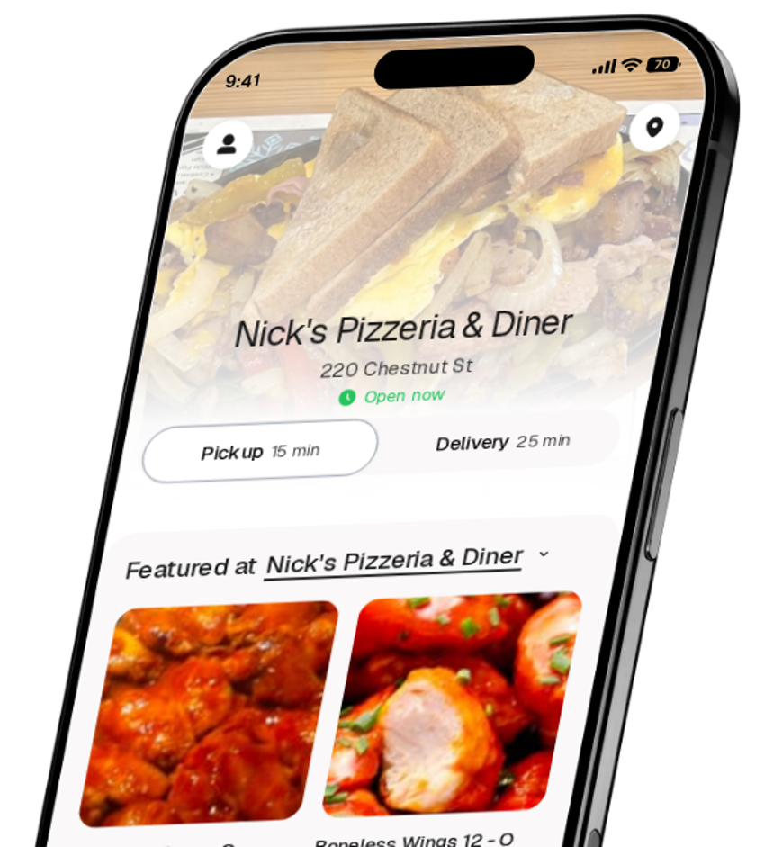 Nick's Pizzeria & Diner app preview