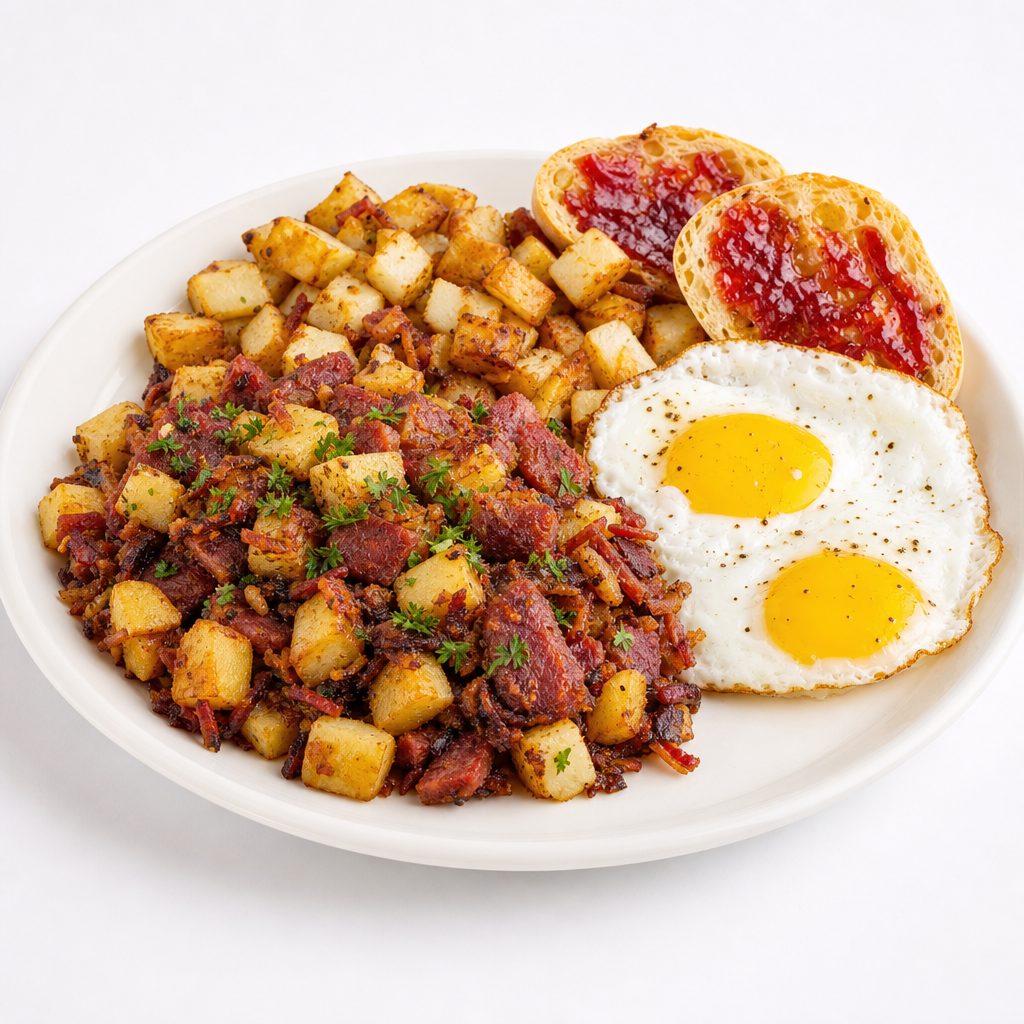 Corned Beef Hash & Eggs.