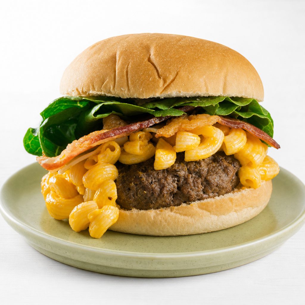 Mac Cheese Burger.